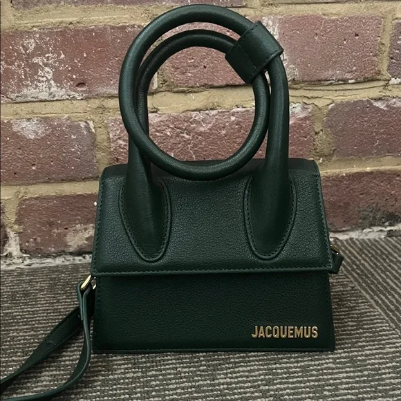 Jacquemus Dark Green Le Chiquito Mini Bag with Gold Logo - Picture 1 of 6